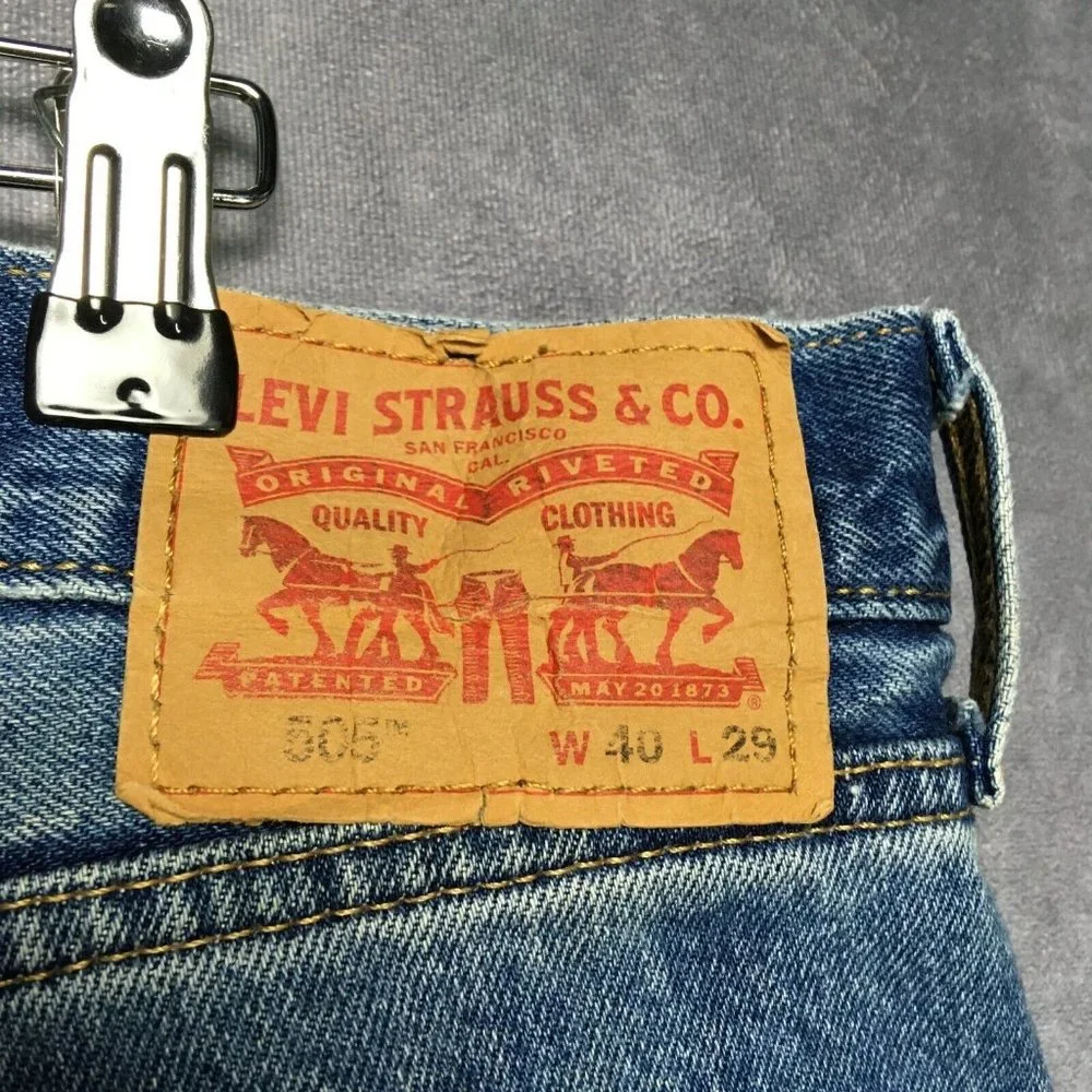 Levis‎ Mens 505 Regular Fit Blue Jeans size 40x29 Cotton Denim Pants Zipper Fly